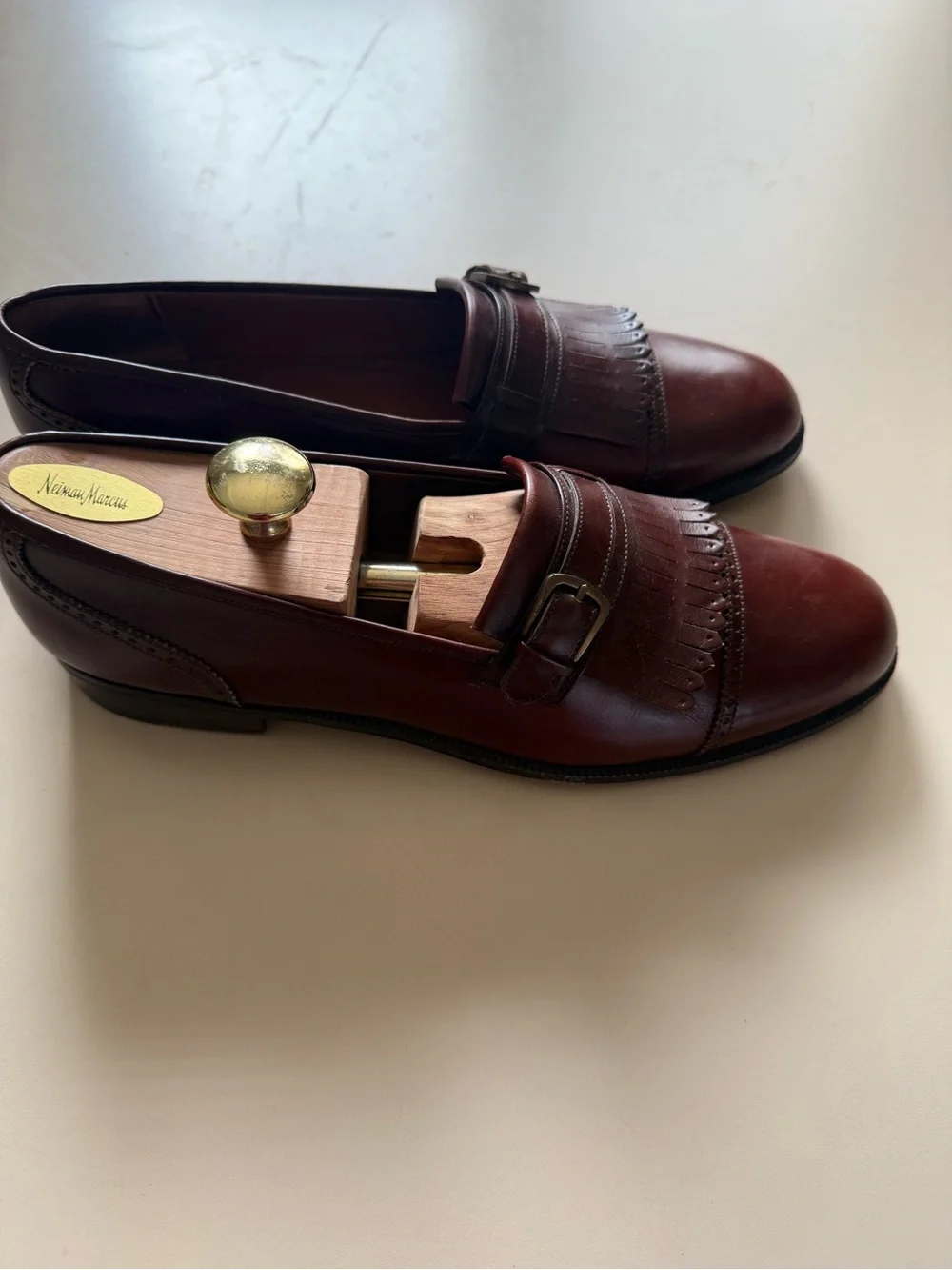 Salvatore Ferragamo Men’s Burgundy Kiltie Loafers
